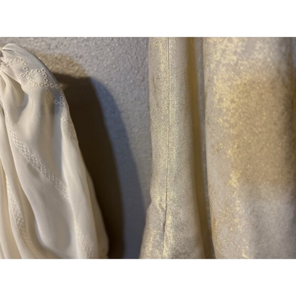 Alex Marie A Line Skirt 14 Gold Cream Stretch Washable Midi Flowy Shimmer - Picture 12 of 16